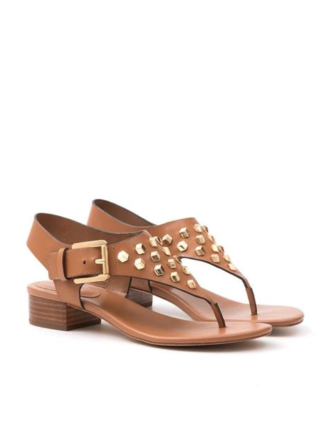 michael michael kors valencia leather thong sandals|Michael Kors heeled sandals.